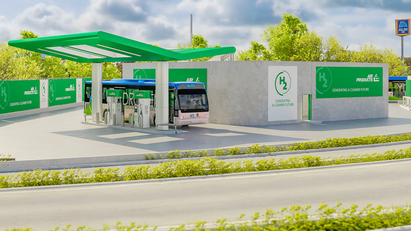 Modellhafte Darstellung Wasserstofftankstelle Hürth